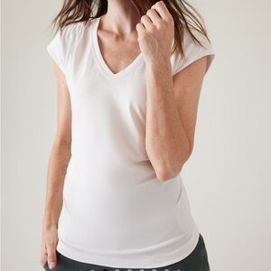 Athleta Outbound V neck tee white
